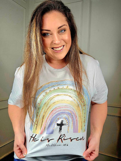 He is Risen Rainbow Tee