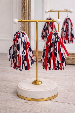 Patriotic Bandana Tassel Earrings