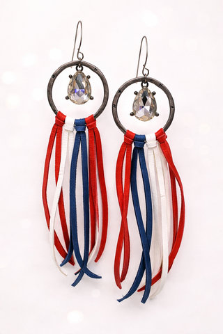 Red, White & Sparkle Statement Hoops