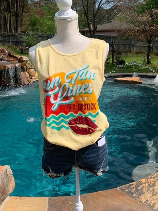Suntan Lines & Red Lipstick Tank Top