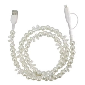 Pearl Bow Combo Beaded Cell Phone Charger