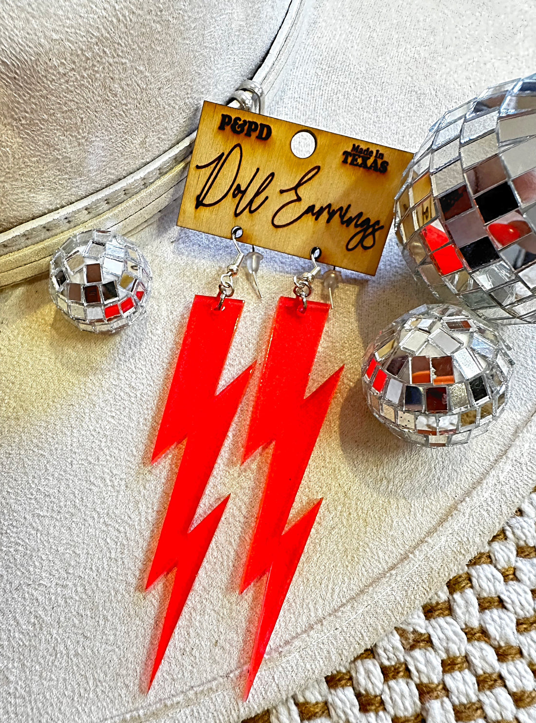 Neon Pink Bolt Earrings