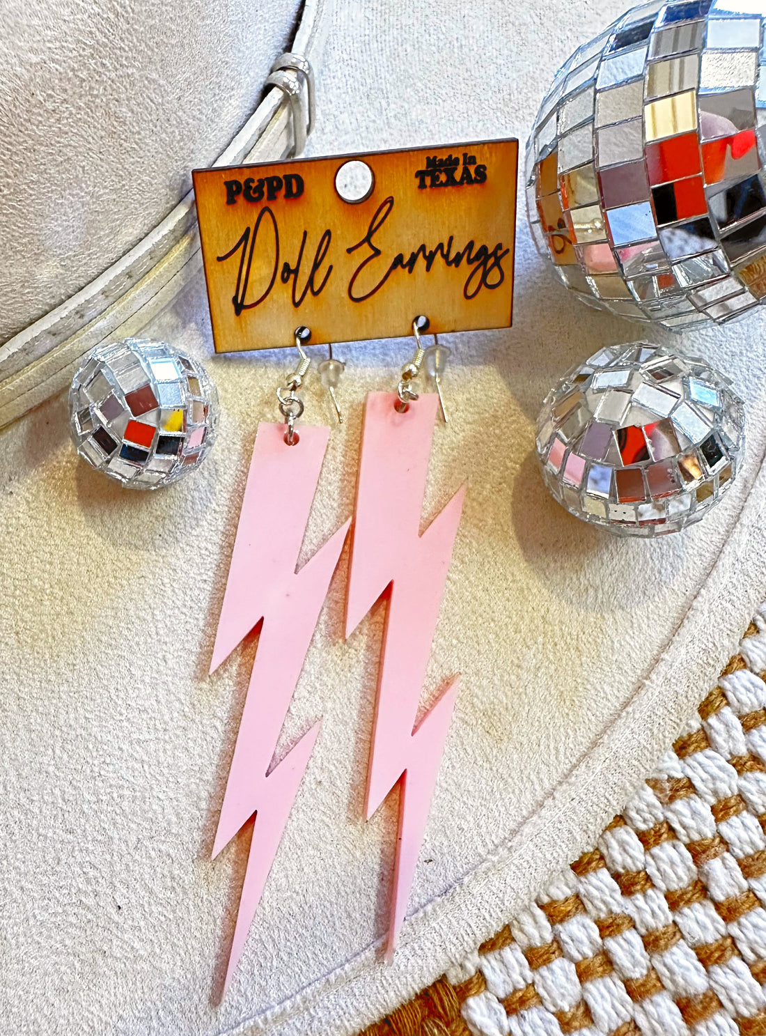 Light Pink Bolt Earrings