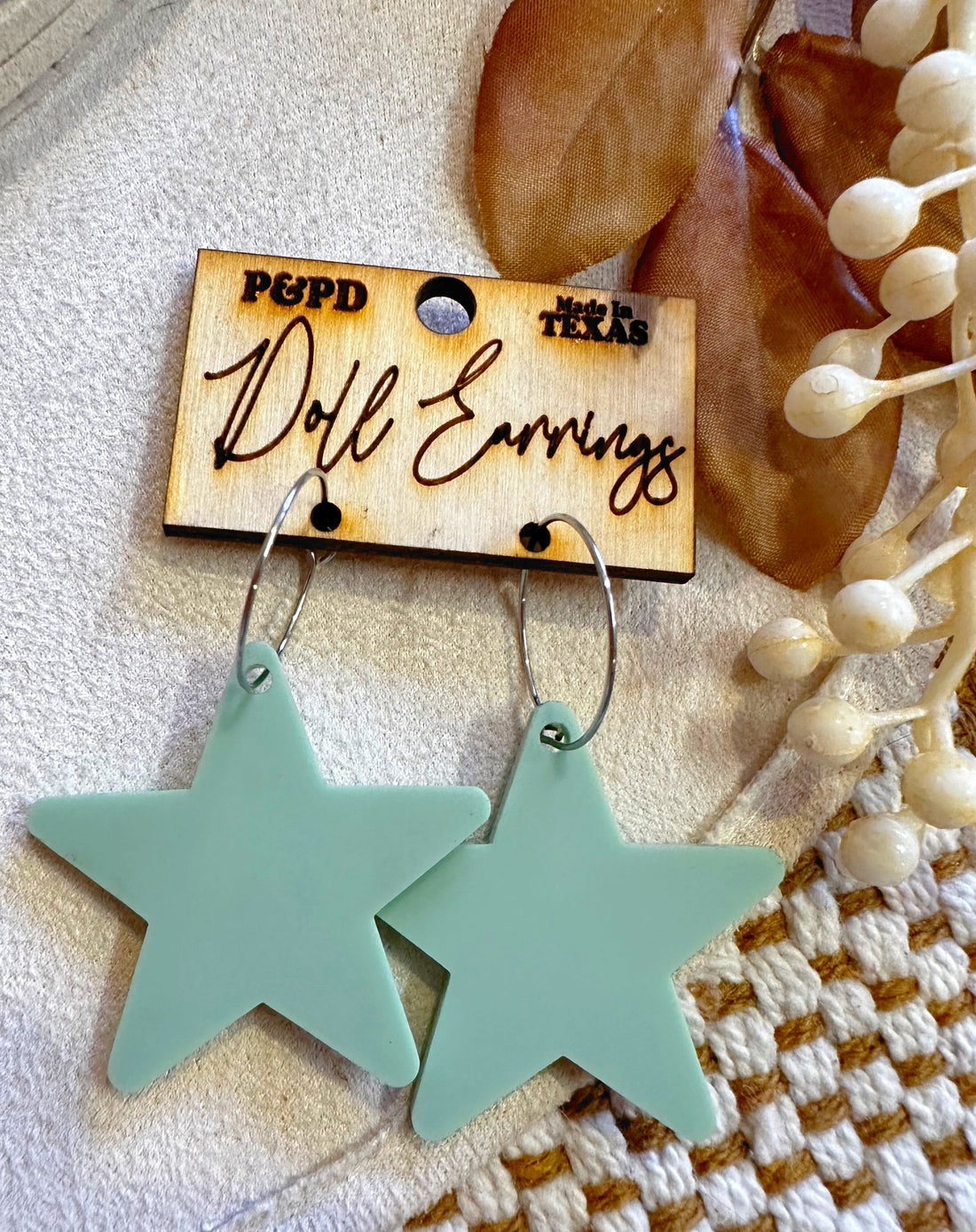 Mint Star Earrings