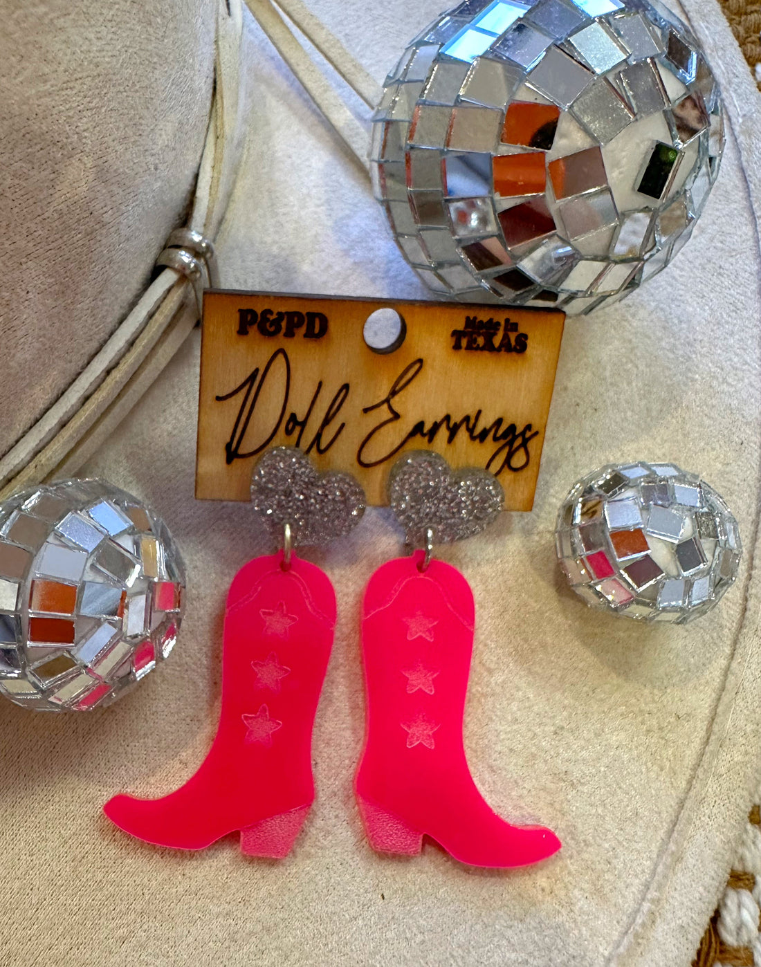 Hot Pink Boot Earrings