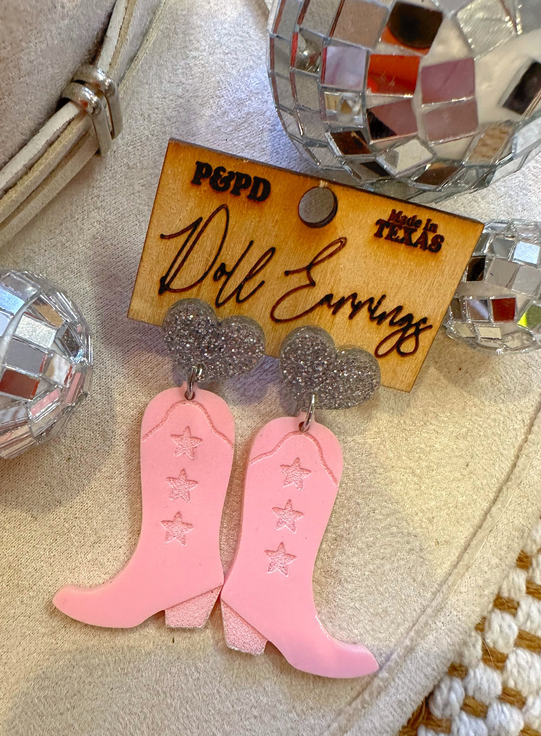 Light Pink Boot Earrings