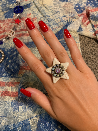 White Star Adjustable Ring by Sandra Ling Designs
