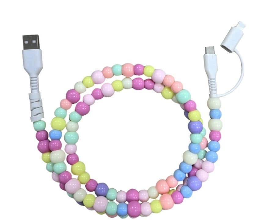 Rainbow Beaded Cell Phone Charger