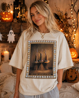 Yes I Can Drive A Stick Crystal Rhinestone Bling Graphic Tee
