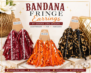Bandana Fringe Fabric Statement Earrings by Sandra Ling Designs