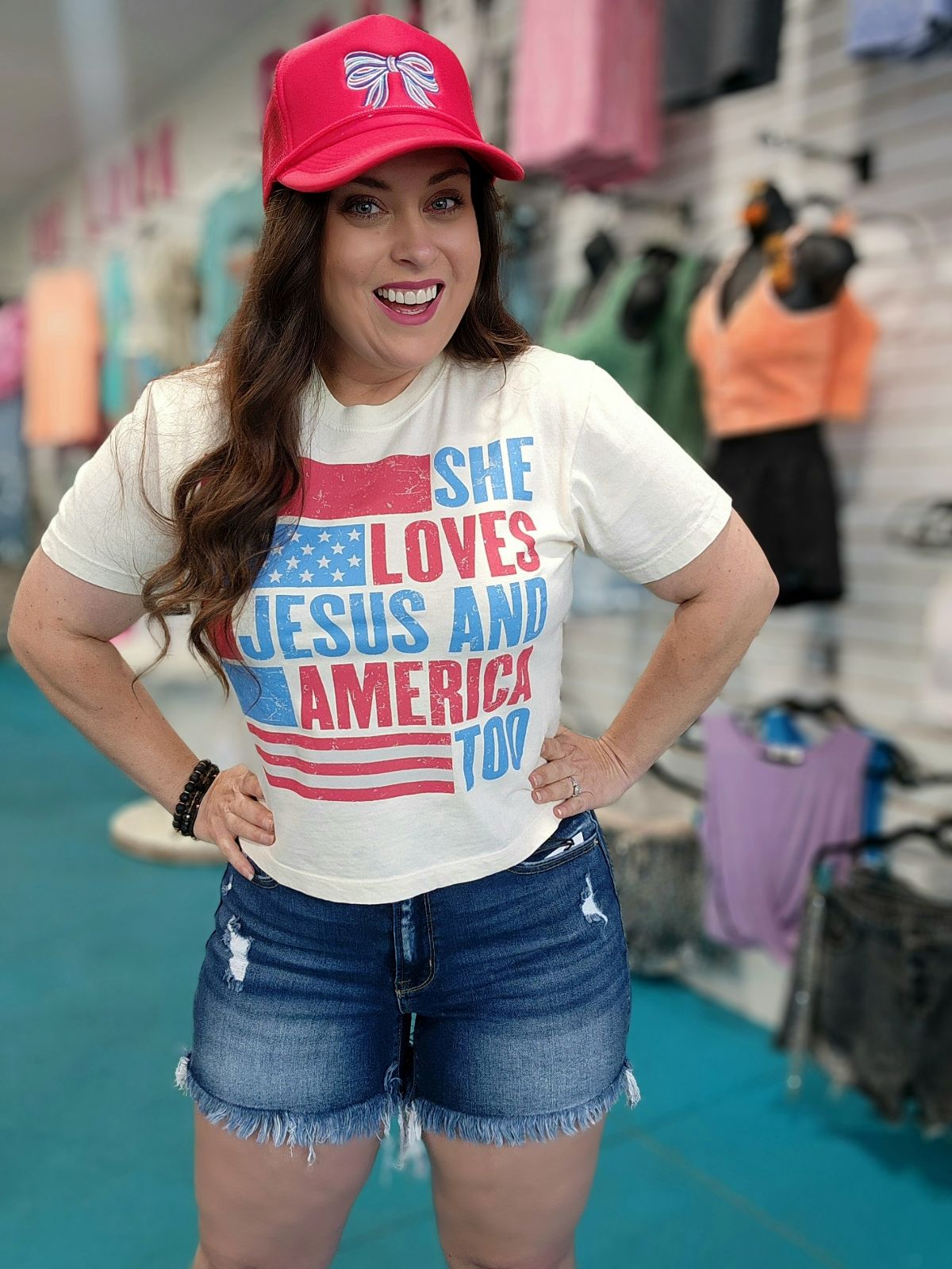 She loves Jesus and America too - Pirates and Pearls Boutique