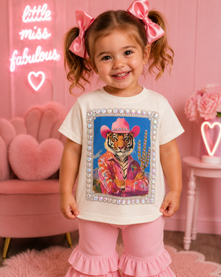 Cowboy Tiger Cream Kids Graphic Tee 214K