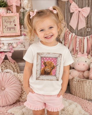 Cow Polka Dot Frame Cream Kids Graphic Tee 193K