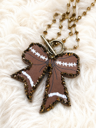 Football Bow Rhinestone Necklace