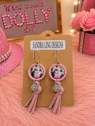 Dolly Pink Tassel Hoop Earrings