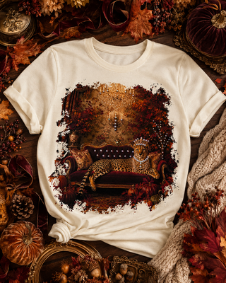 Leopard Wallpaper Cream Graphic Tee 2116