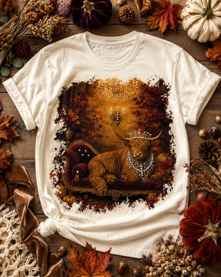 Highland Cow Wallpaper Cream Graphic Tee 2117