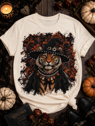 Witchy Tiger Cream Graphic Tee 2121