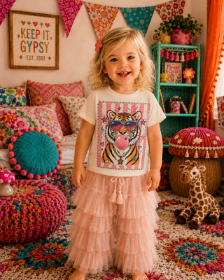 Tiger Bubble Frame Cream Kids Graphic Tee 198K