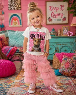 Spoiled Polka Dots Cream Kids Graphic Tee 206K
