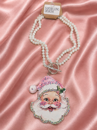 Vintage Pink Santa Statement Necklace