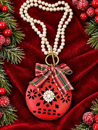 Holiday Ball Ornament Pearl Strand Necklace by Sandra Ling Designs