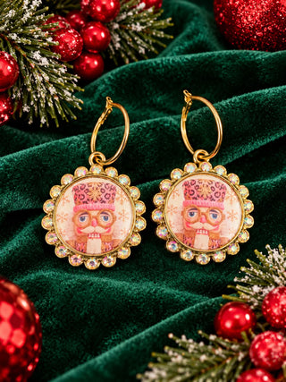 Nutcracker Rhinestone Hoop Earrings by Sandra Ling