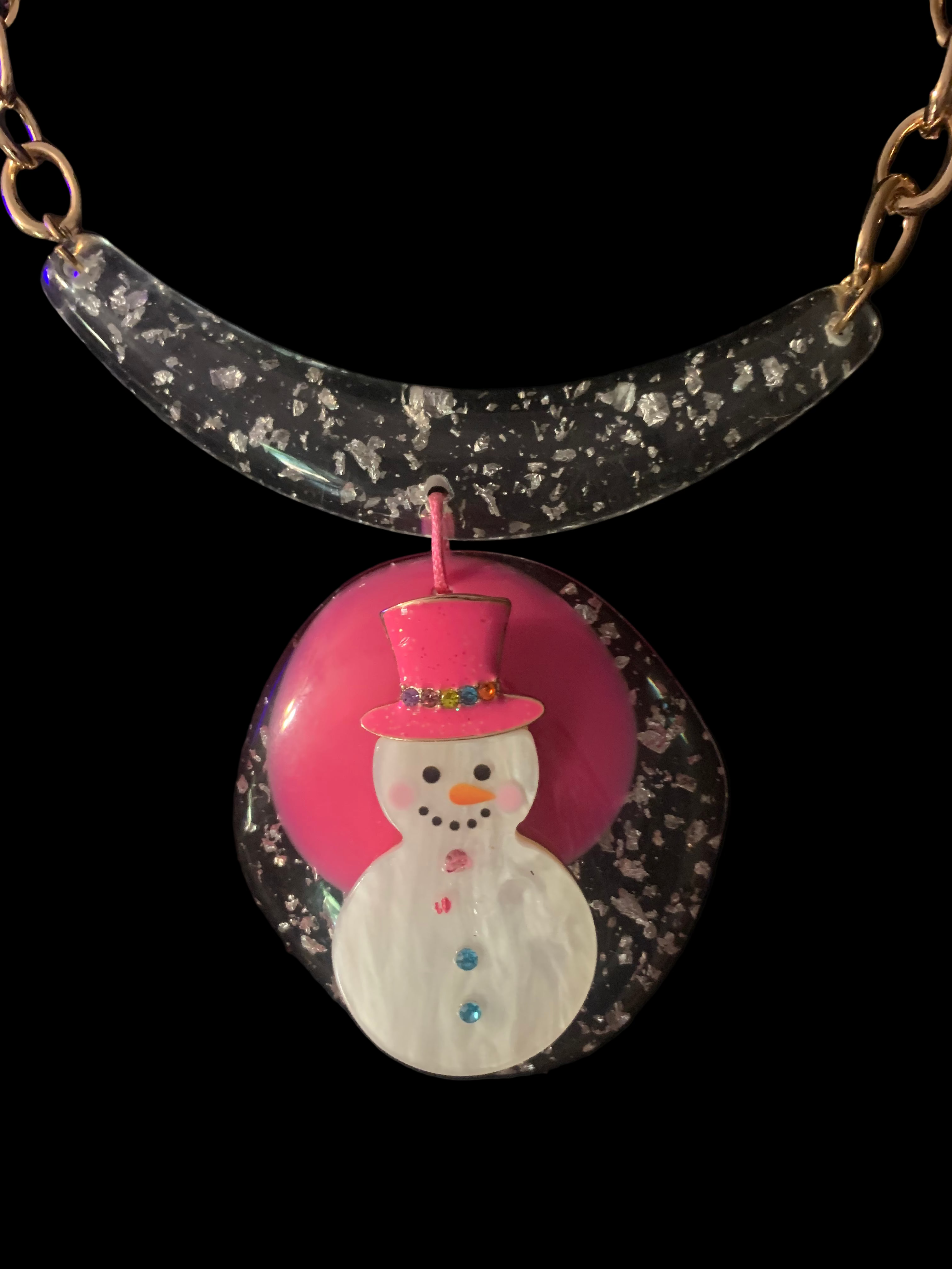 Snowman Pink Statement Necklace