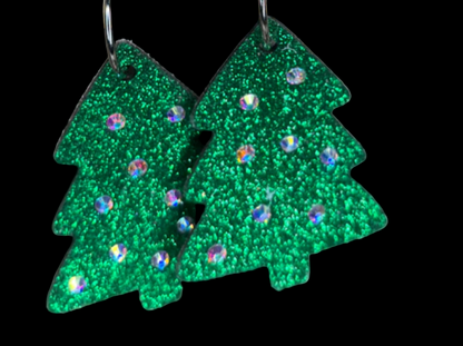 Christmas Tree Glitter Earrings