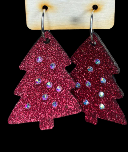 Christmas Tree Glitter Earrings