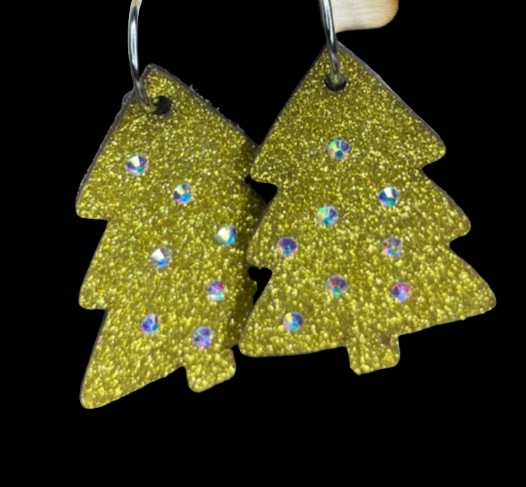 Christmas Tree Glitter Earrings