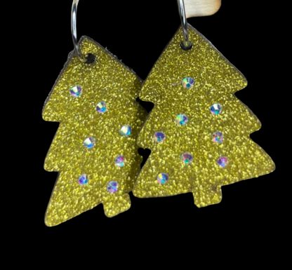 Christmas Tree Glitter Earrings