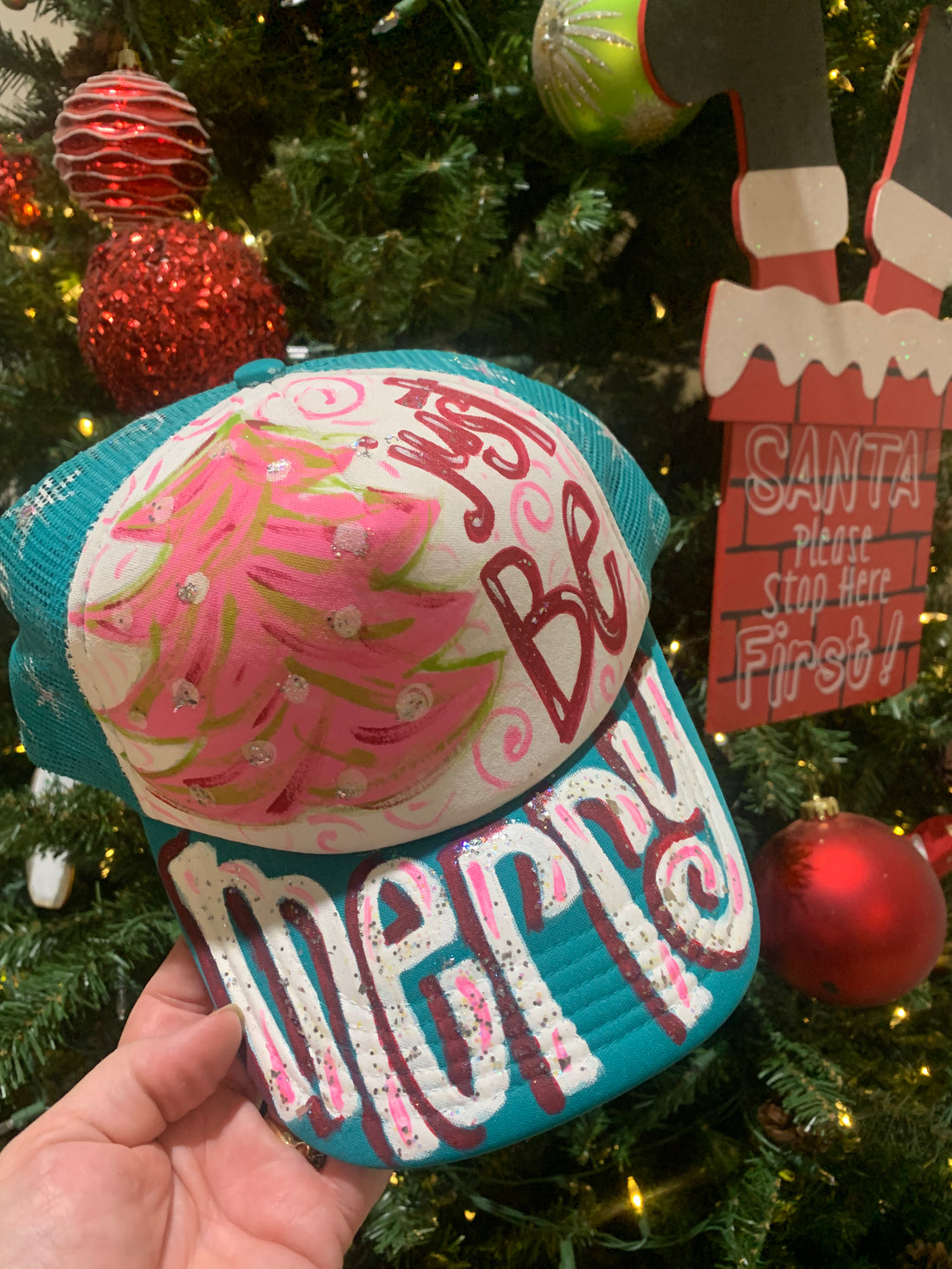 Hand Painted Christmas Trucker Hats