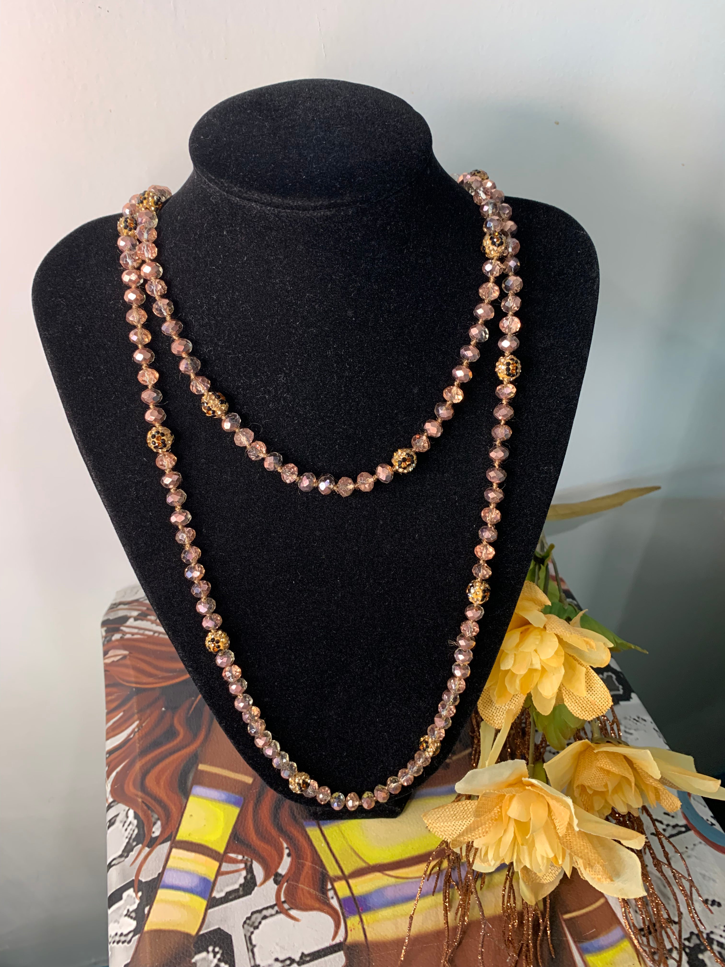 Rose Gold Leopard Beaded Necklace