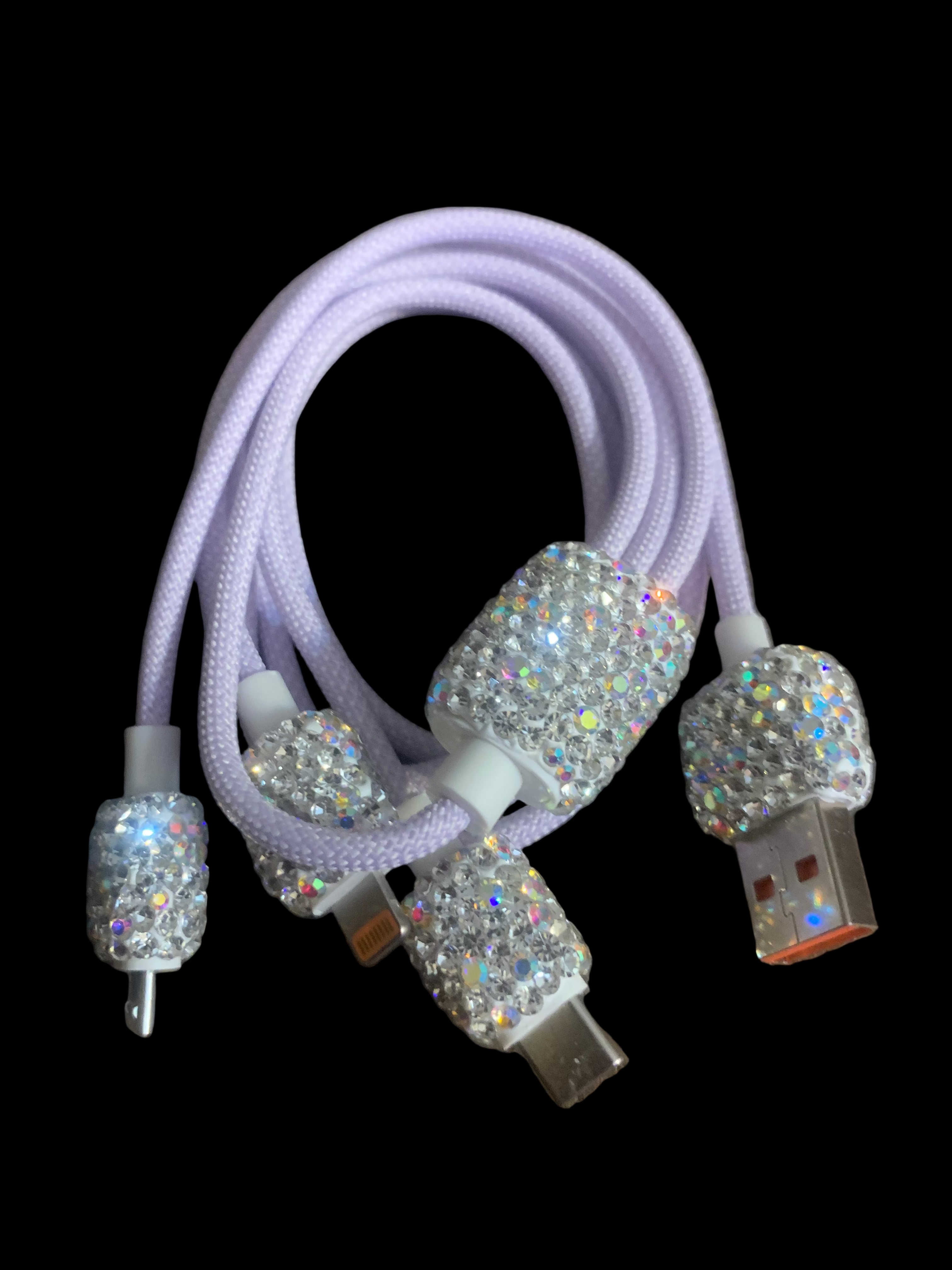 3-in-1 Rhinestone Charging Cable – Universal Fast Charger Cord