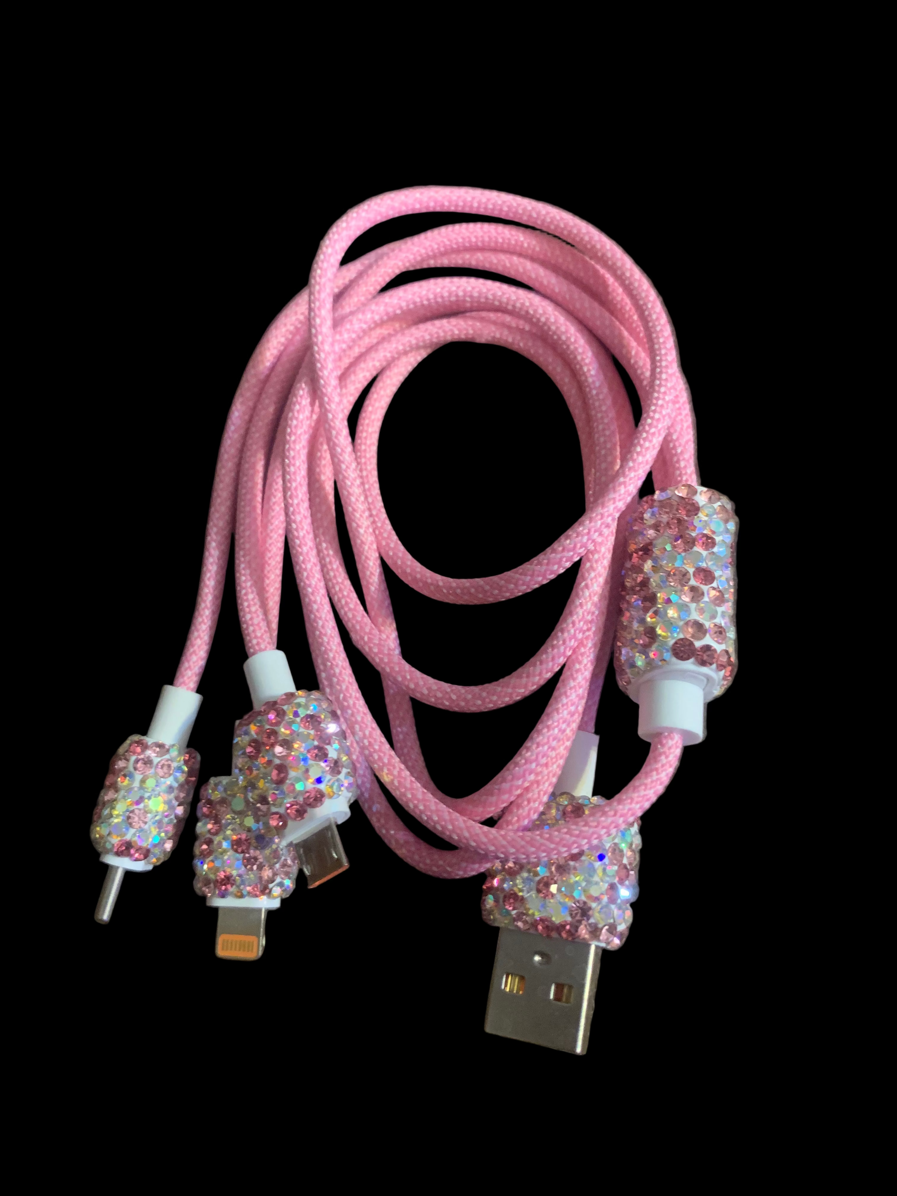 3-in-1 Rhinestone Charging Cable – Universal Fast Charger Cord