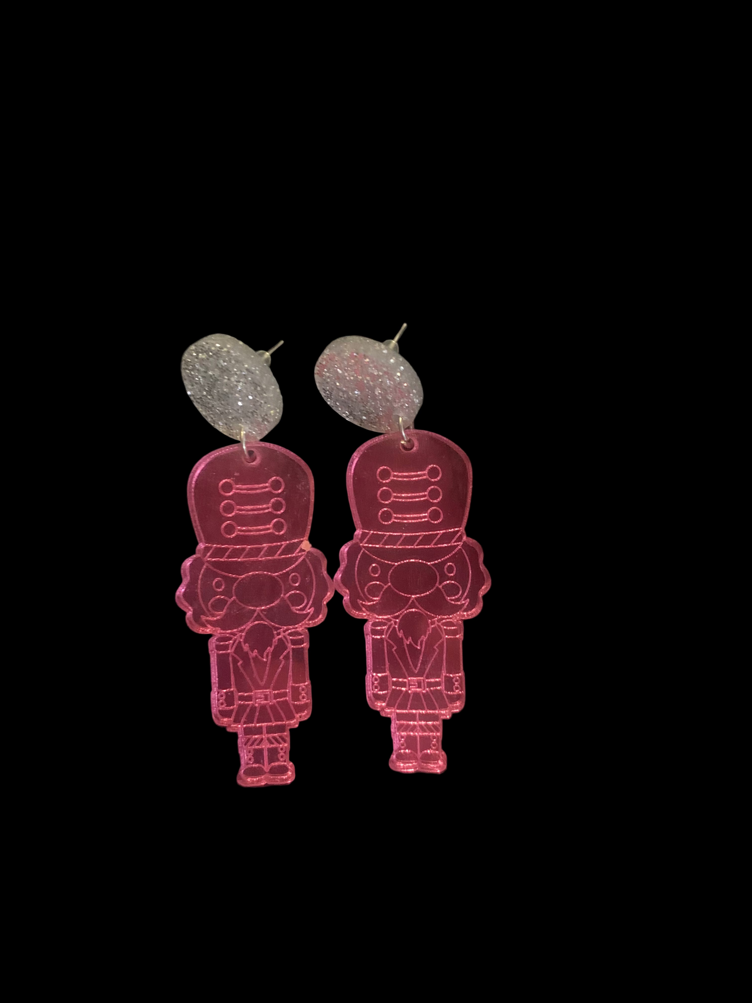 Pink Acrylic Nutcracker Earrings