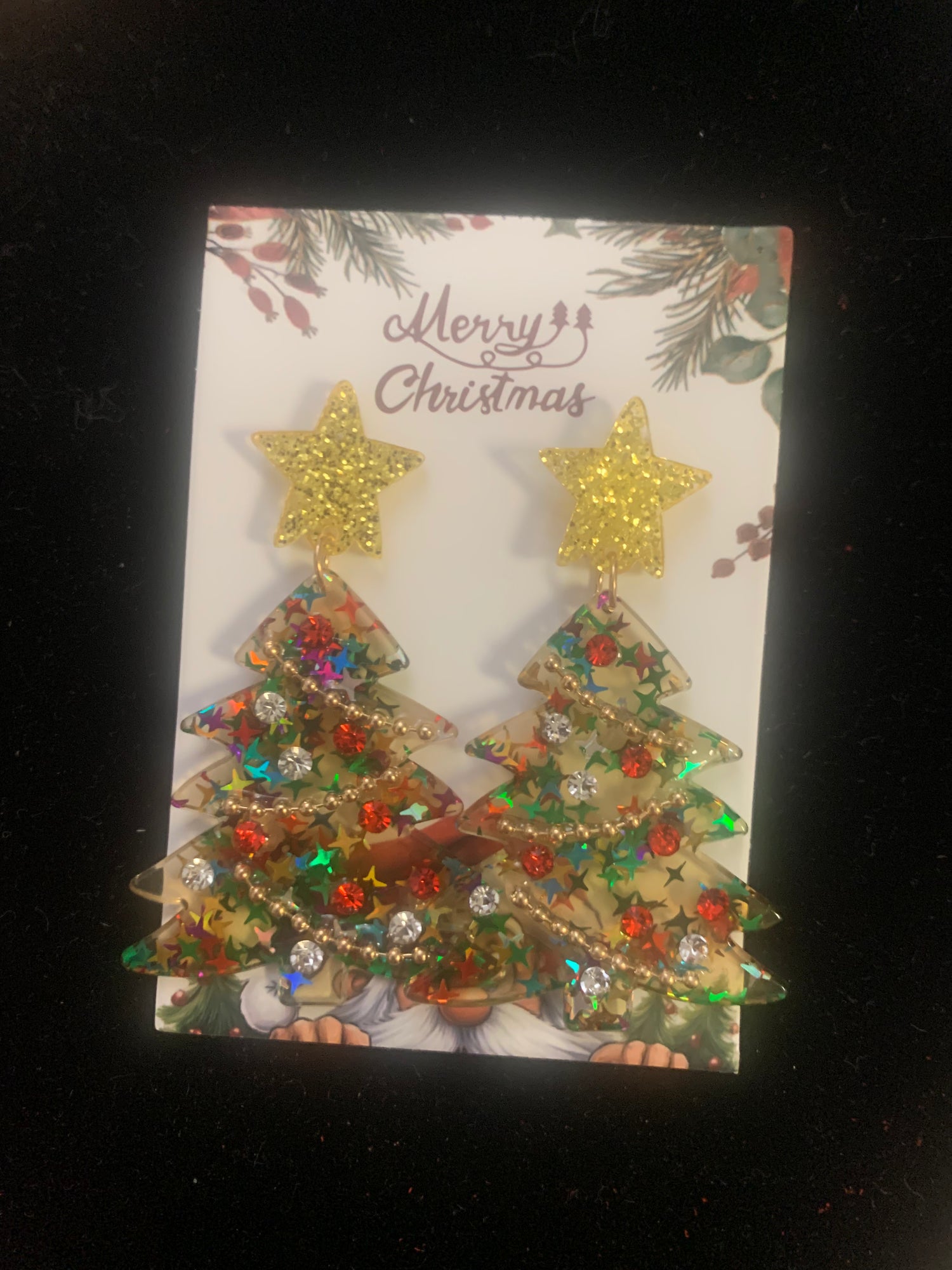 Glitter Christmas Tree Dangle Earrings