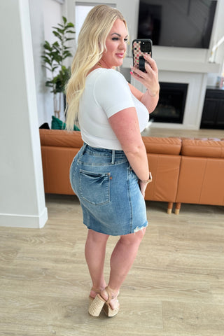 Denim Carol High Rise Rigid Magic Denim Skirt
