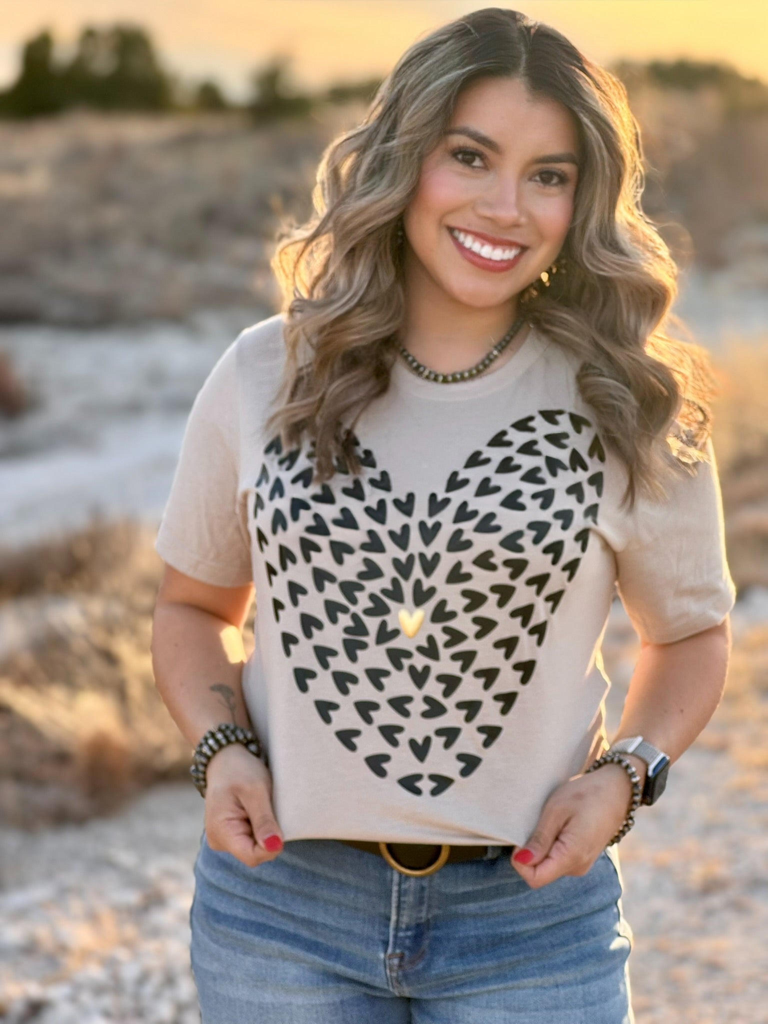 Tiny Hearts with Gold Puff Tee &amp; Sweatshirt