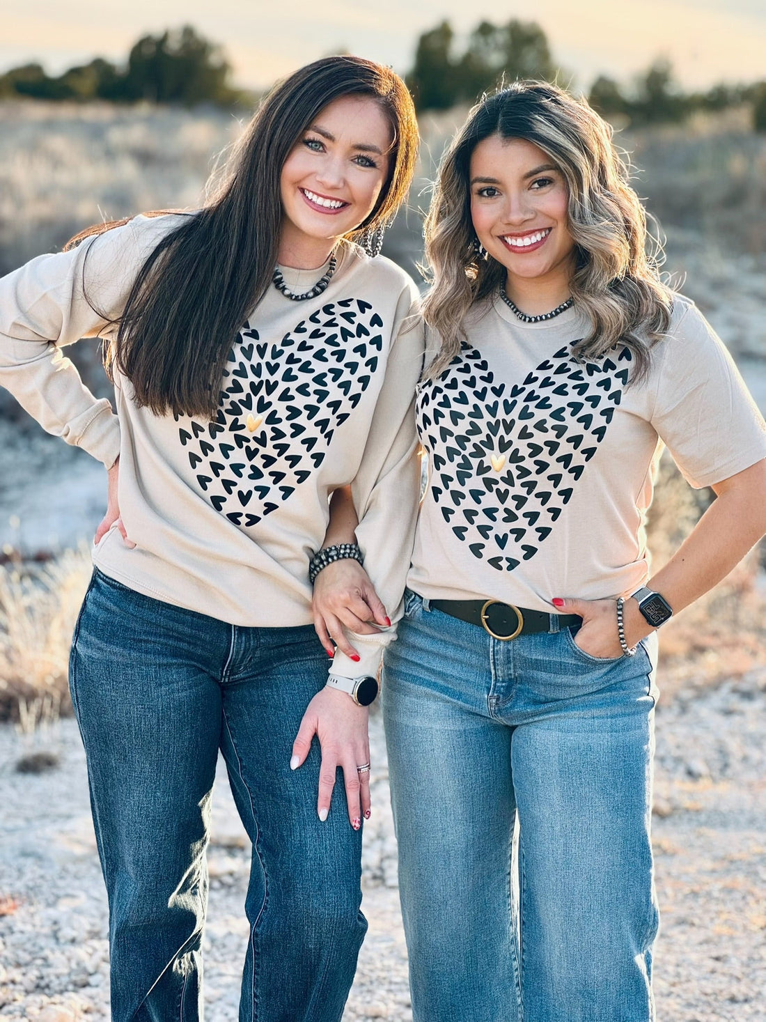 Tiny Hearts with Gold Puff Tee &amp; Sweatshirt