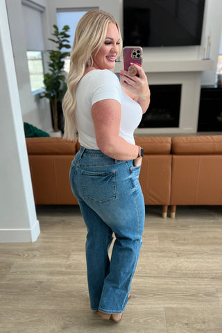 Denim Bree High Rise Control Top Distressed Straight Jeans