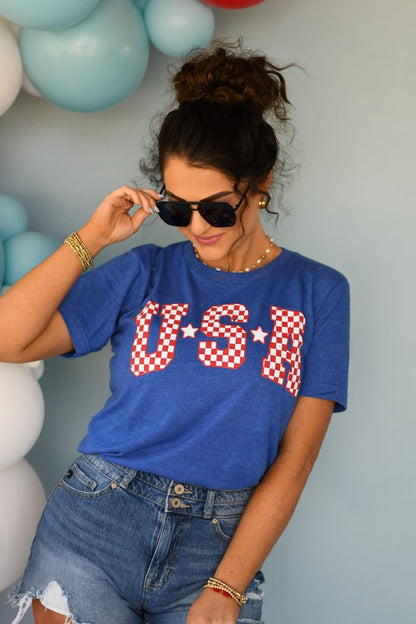 **SALE** USA Checkered Tee