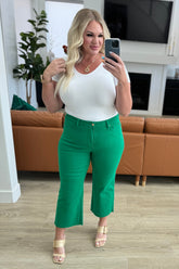 Denim Lisa High Rise Control Top Wide Leg Crop Jeans in Kelly Green