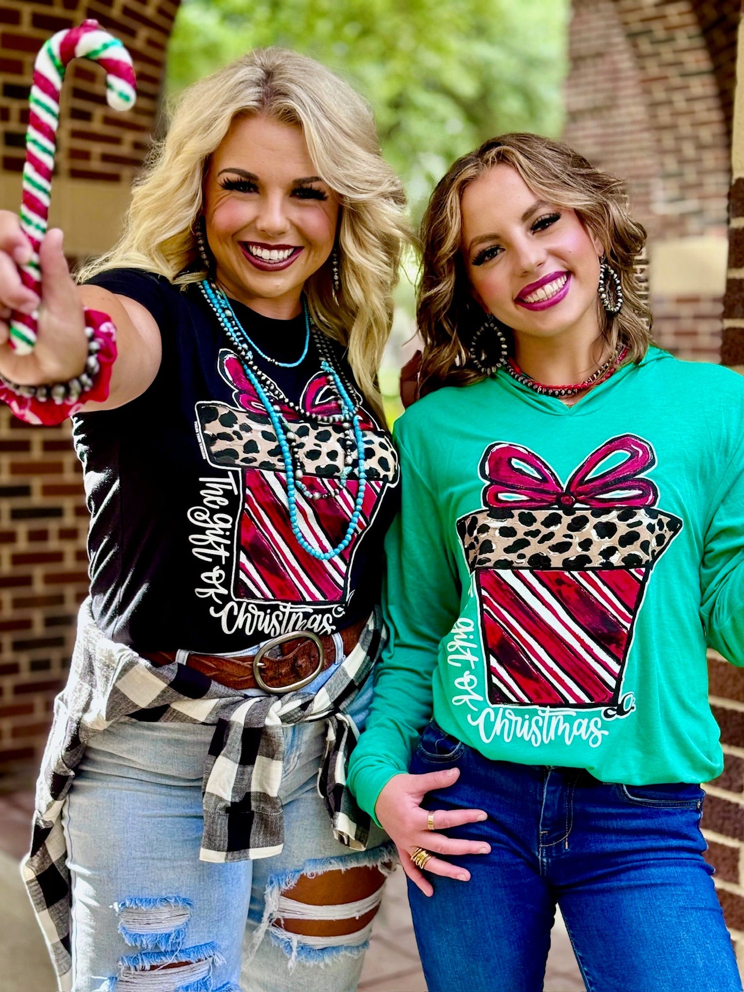 Callie Ann Stelter Candy Cane Present Tee &amp; Sweatshirt