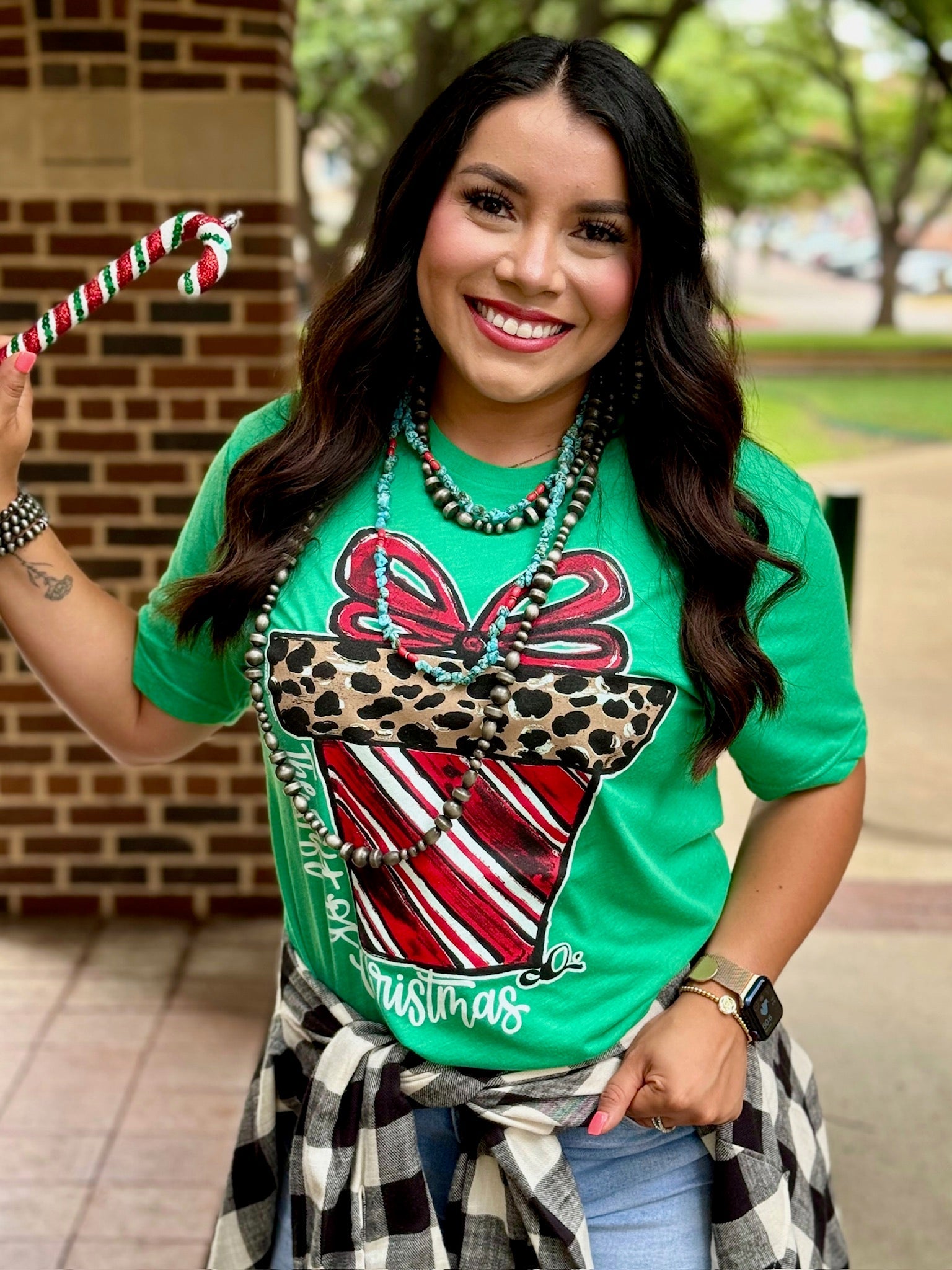 Callie Ann Stelter Candy Cane Present Tee &amp; Sweatshirt