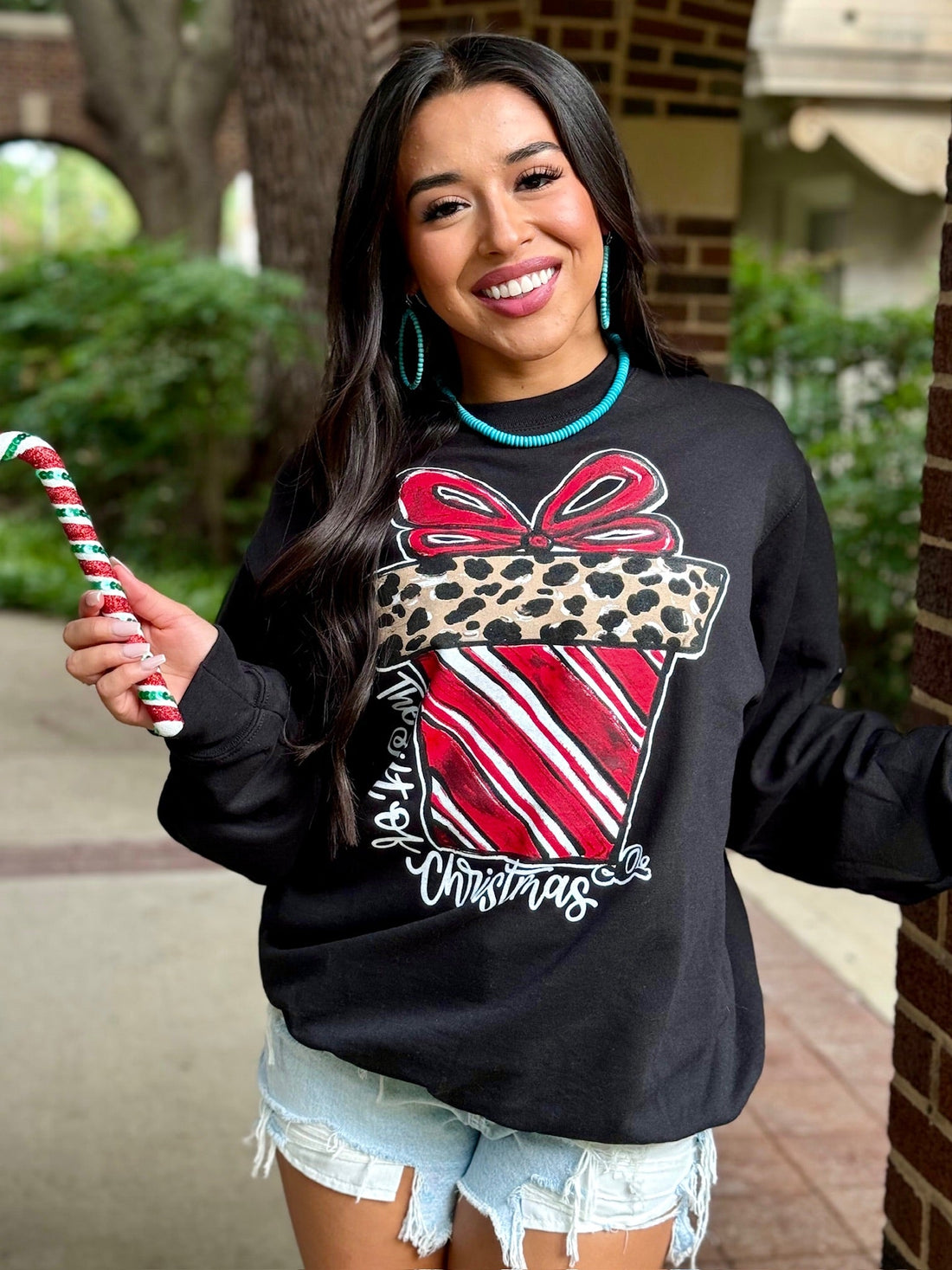 Callie Ann Stelter Candy Cane Present Tee &amp; Sweatshirt