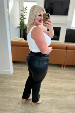 Bottoms Tanya Control Top Faux Leather Pants in Black