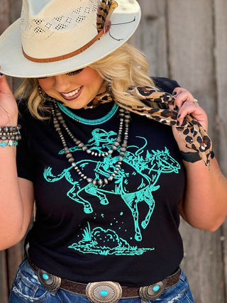 Tees Roughrider in Turquoise Puff Tee