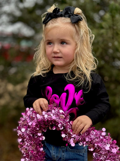 Love in Metallic Pink Puff on Youth Sweatshirt